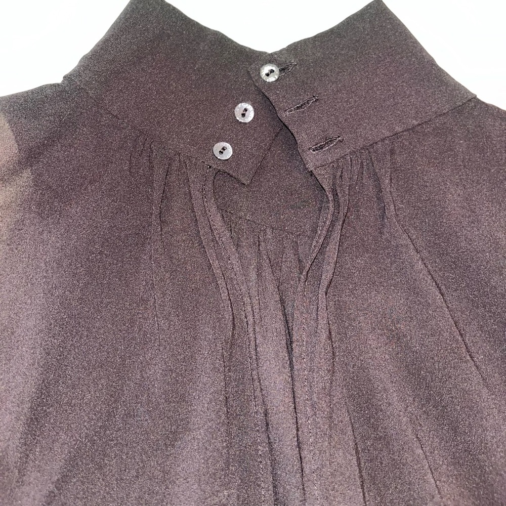 Dolce & Gabbana silk brown blouse vintage with cream lace detail. Size 42/M - Picture 10 of 14